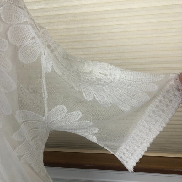 Coastal Beachy Longline Open Front Duster Lace Cardigan Coverup Romantic Dainty - Picture 10 of 14